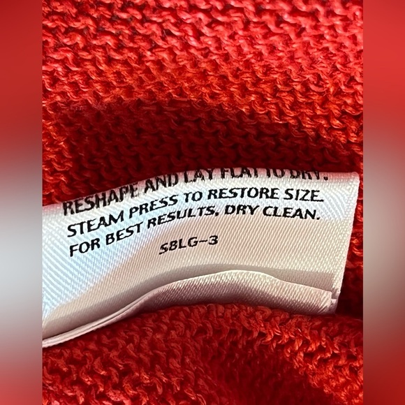 EILEEN FISHER Cardigan Sweater, Open Front, Persimmon Orange Color, Size Large - Picture 5 of 8